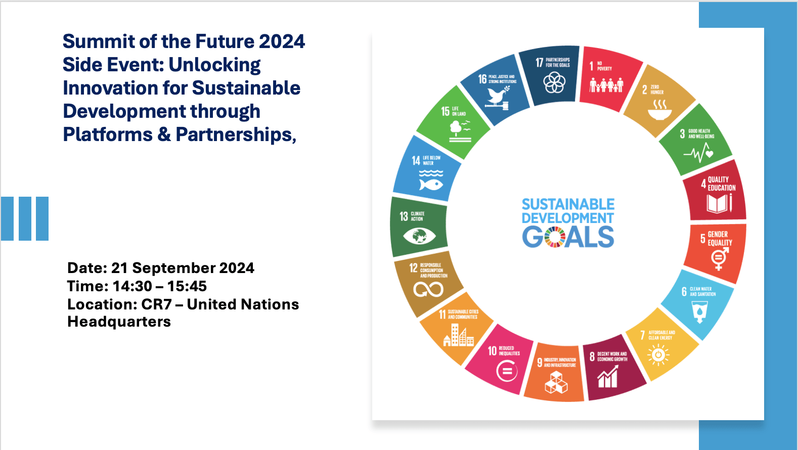 Summit of the Future 2024 Side Event Unlocking Innovation for